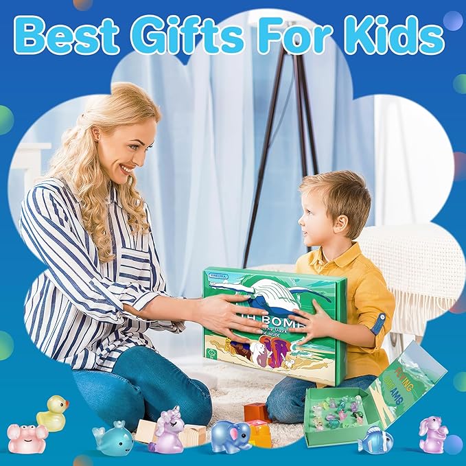 Bath Bombs for Kids with Toys Inside - 24 Pack Kids Bath Bombs with Glow in The Dark Surprise Toys Inside, Natural Organic Bubble Bath Fizzy, Christmas Gifts for Kid Girls Boys, Stocking Stuffers - Bloomnest