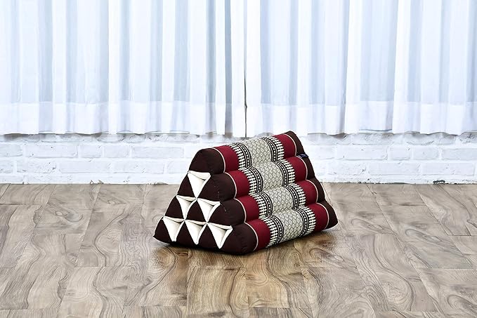 Leewadee Triangle Cushion – Comfortable Backrest for TV or Reading, Incline Pillow for Relaxing Made of Kapok, 20 x 13 x 13 inches, Brown Red - Bloomnest