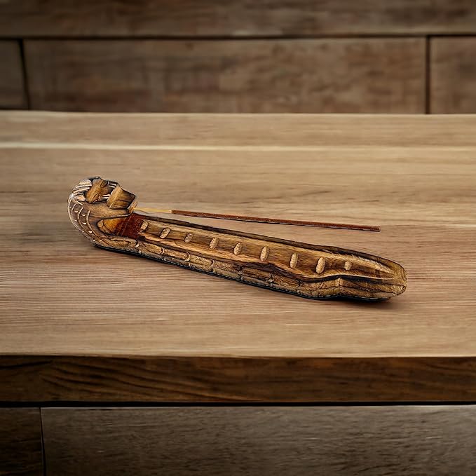 S.B Arts Dragon Incense Holder, Wooden Incense Ash Catcher, Incense Burner, Incense Stick Holder Backflow, Home Decor Accessories, Yoga Meditation Incense Stand - 12 X 2.0 X 2.5 - Bloomnest