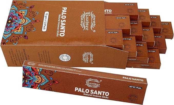 Raajsee Palo Santo Incense Sticks (180 GMS), 100% Pure Organic Natural Hand Rolled Free from Chemicals- Perfect for Aromatherapy, Cleansing, Meditation, and Church (Pack of 12) - Bloomnest
