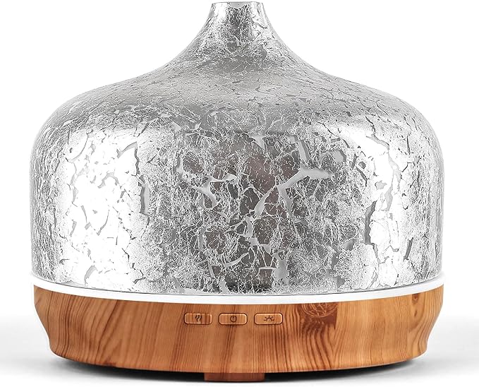 Porseme 500ml Essential Oil Diffuser Silver Plated Glass Aromatherapy Ultrasonic Humidifier - Auto Shut-Off, BPA Free for Home Hotel Yoga SPA Gift - Bloomnest