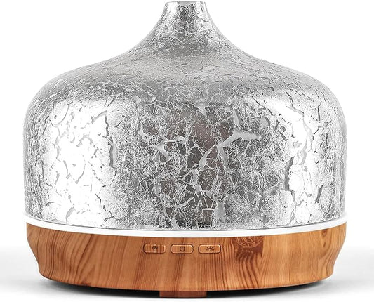 Porseme 500ml Essential Oil Diffuser Silver Plated Glass Aromatherapy Ultrasonic Humidifier - Auto Shut-Off, BPA Free for Home Hotel Yoga SPA Gift - Bloomnest