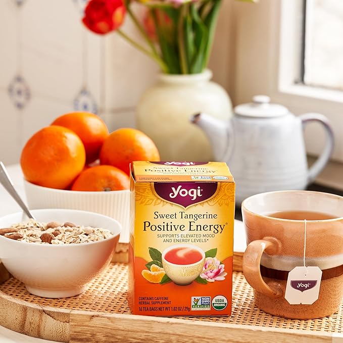 Yogi Tea - Morning Energy Variety Pack (3 Pack) Includes Peach Bergamot Bright Day, Sweet Tangerine Positive Energy, Spiced Blackberry Focus - 48 Organic Tea Bags - Bloomnest