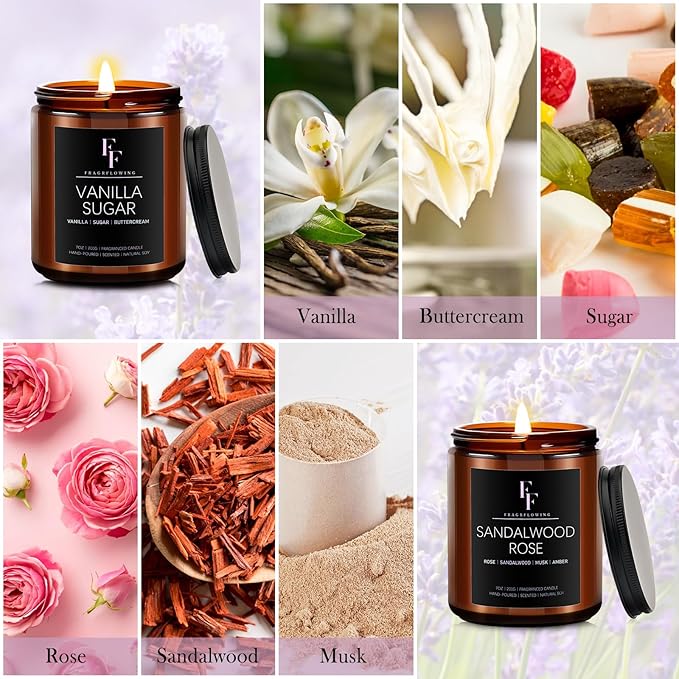 Scented Candles for Home Scented Aromatherapy Candles, 4 Pack 28 Oz Soy Wax Candle Gift Set for Women Men (Lemon Lavender/Vanilla Sugar/Sandalwood Rose/Moroccan Amber) - Bloomnest