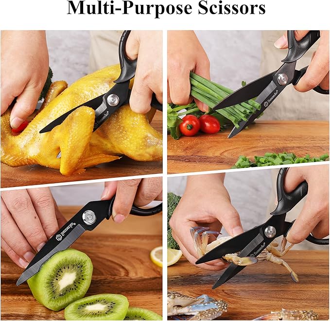 Sunnecko Kitchen Scissors All Purpose Heavy Duty Scissors Titanium Coated, Kitchen Shears for Food, Micro Serrated with Detachable Blades - Bloomnest