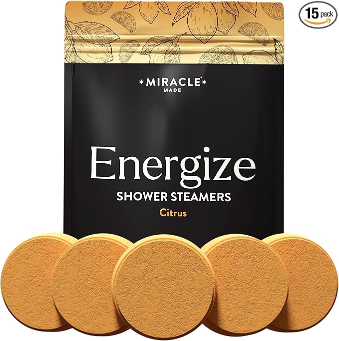 Miracle Made Citrus Mint Aromatherapy Shower Steamers – Essential Oil Shower Bombs for Relaxation, Nasal Relief & Daily Self-Care – 15 Shower Melt Tablets - Bloomnest