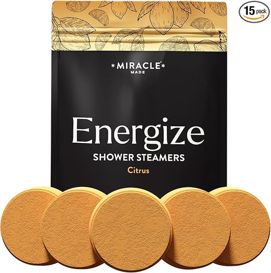 Miracle Made Citrus Mint Aromatherapy Shower Steamers – Essential Oil Shower Bombs for Relaxation, Nasal Relief & Daily Self-Care – 15 Shower Melt Tablets - Bloomnest