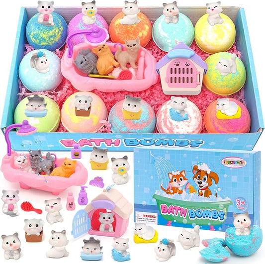 Bath Bombs for Kids with Surprise Inside Kids Bath Bombs with Toys for Boys Girls Handmade Fizzy Balls Bubble Bath Bomb Gift Set for Christmas New Year - Bloomnest