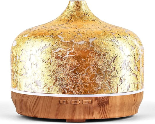 Porseme 500ml Essential Oil Diffuser Gold Plated Glass Aromatherapy Ultrasonic Humidifier - Auto Shut-Off, BPA Free for Home Hotel Yoga SPA Gift - Bloomnest