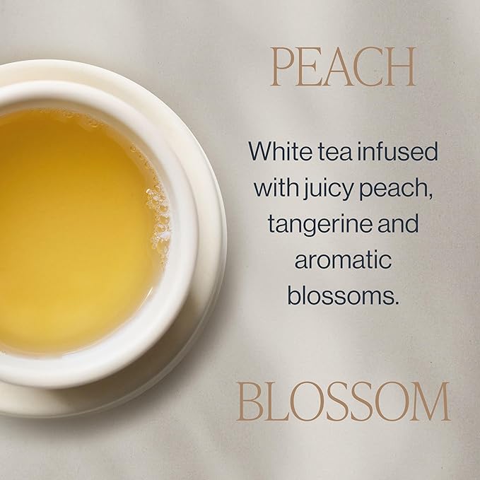 Rishi Tea Peach Blossom White Herbal Blend - Organic & Low Caffeine Loose Leaf Tea - 8.81 Ounces, 32+ Servings - Bloomnest