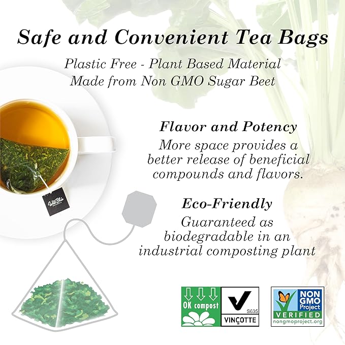 Wild Bliss Organic Wild Stinging Nettle Leaf Tea - Caffeine Free Urinary Tract and Joint Health Herbal Support - Pharmacopoeia Potency - 75 Plant Based Tea Bags - Bloomnest