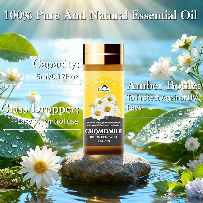 Essential Oil Set, 32 Pcs Fragrance Aromatherapy Oils for Skin, Diffusers, Home Care, Humidifier Laundry, Candle Making - Tea Tree, Sandalwood, Lavender, Vanilla, Eucalyptus and More(5mL) - Bloomnest