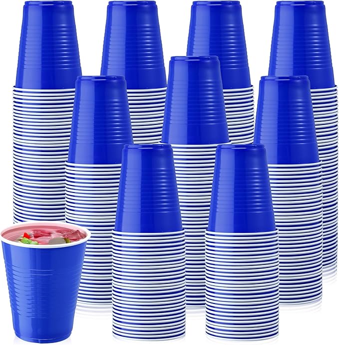 Zopeal 200 Pcs Plastic Cup Bulk 18 oz Disposable Tumblers Wedding Hard Plastic Party Wine Cups Fancy Beverage Drinking Soda Cocktail Glasses for Wedding Birthday Christmas(Blue) - Bloomnest