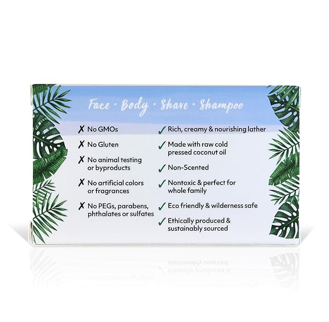 Coco Fiji Soap Bar for Face and Body Infused With Organic Coconut Oil, Fragrance Free, Essential Oil, Natural Soap for Moisturizing & Pore Purifying Skin, 7 oz,Pack of 2