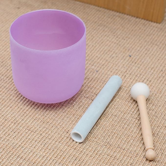 Leize Quartz Crystal Singing Bowl 432hz B Note Crown Chakra Violet 6" with Suede Striker - Bloomnest