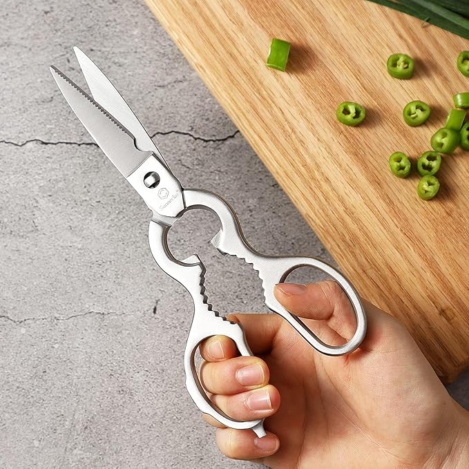 Sunnecko Heavy Duty Kitchen Scissors - Stainless Steel Kitchen Shears, Ultra Sharp Micro Serrated Poultry Shears, Cooking Scissors for Meat, Dishwasher Safe - Bloomnest