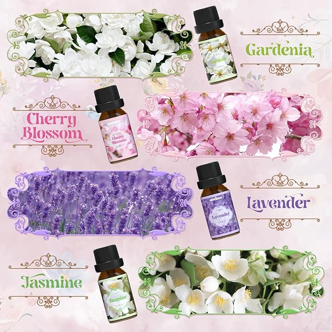 Floral Essential Oils Set, ARVIDSSON Natural Flower Essential Oil for Diffuser, Fragrance Oils for Candle Making, Lavender, Rose, Cherry Blossom, Jasmine, Gardenia and More, Gift for Women - Bloomnest
