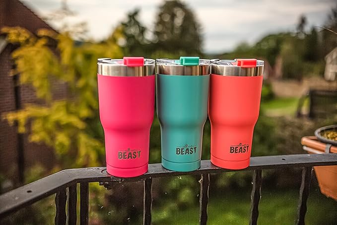 Beast 20 oz Tumbler Stainless Steel Vacuum Insulated Coffee Ice Cup Double Wall Travel Flask (Coral Pink) - Bloomnest