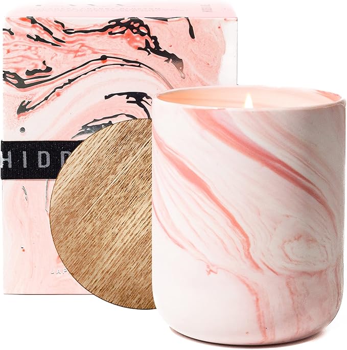 Hidden Label Scented Soy Candles, Large Candle 12oz Japanese Cherry Blossom Ceramic Jar Lava Collection, Gorgeous Gifts for Birthday Thanksgiving Christmas - Bloomnest