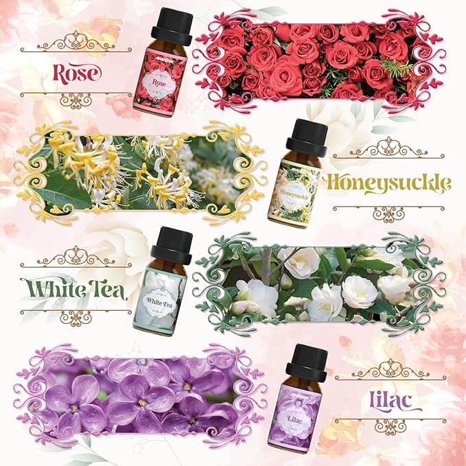 Floral Essential Oils Set, ARVIDSSON Natural Flower Essential Oil for Diffuser, Fragrance Oils for Candle Making, Lavender, Rose, Cherry Blossom, Jasmine, Gardenia and More, Gift for Women - Bloomnest
