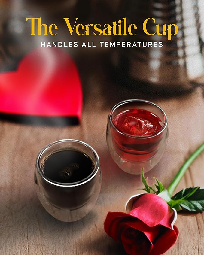 Kitchables Espresso Cups Set of 4, 2.7oz - Durable Double Walled Espresso Shot Glass - Expresso Shots Cup Compatible With Nespresso Machines - demitasse cups - Tasas De Café Expreso - Bloomnest