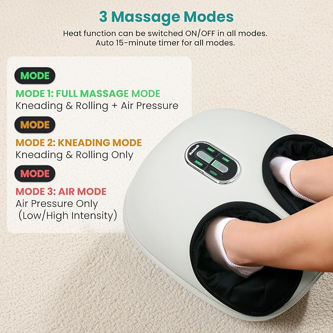 Nekteck Shiatsu Foot Massager Machine with Soothing Heat, FSA Eligible Air Compression Deep Kneading Therapy, HSA Massage Tools Improve Blood Circulation Foot Wellness, Fits Size Up to US 11