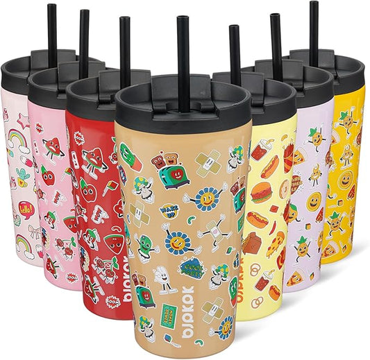 BJPKPK 18oz Tumbler With lid And Straw Stainless Steel Travel Coffee Mug Insulated Tumblers Cups,Spring Party Brown - Bloomnest
