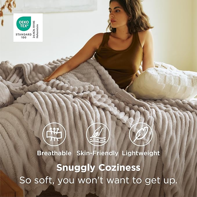 Bedsure GentleSoft California King Size Blanket for Bed - Cozy Soft Blankets for Women, Cute Large Throws for Girls, Linen, 102x96 Inches - Bloomnest