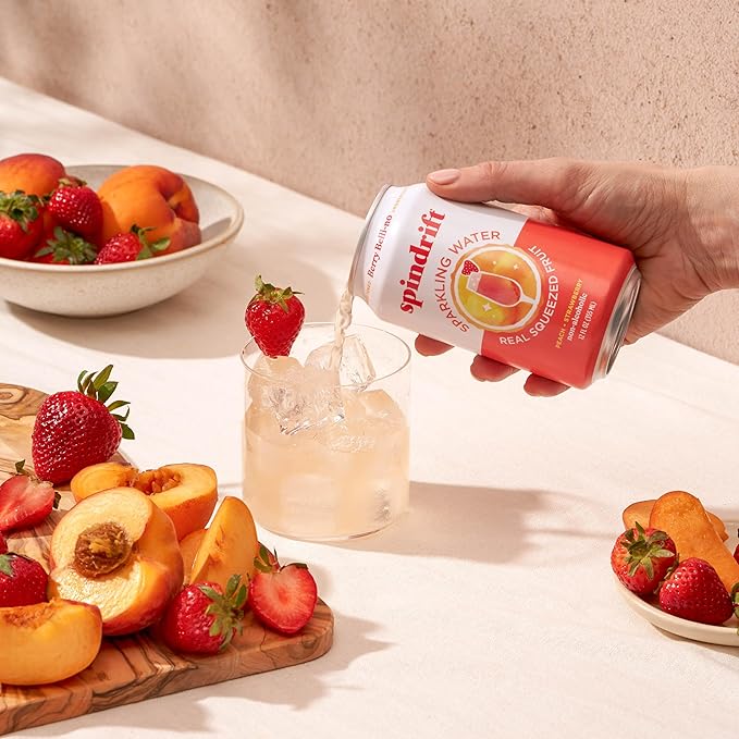 Spindrift Sparkling Water, Berry Belli-no Flavored, Made with Real Squeezed Fruit, 12 Fl Oz Cans, Pack of 24 (Only 13 Calories per Can) - Bloomnest