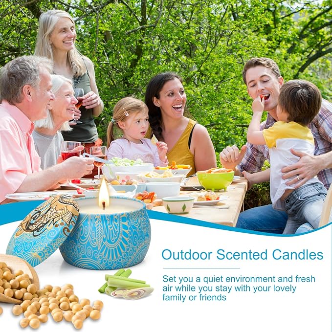 12 Pack Citronella Candles Outdoor - 52.8 Oz Soy Wax Candle Set, 360 Hour Long Lasting Scented Candles for Camping, Garden, Party - Bloomnest