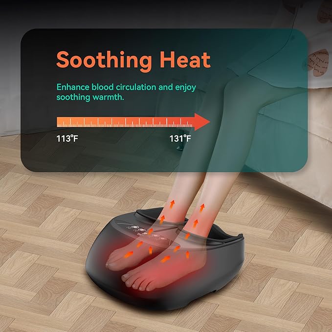 Snailax Foot Massager with Heat, Remote Control, Shiatsu Heated Foot Massager Machine with Deep Kneading, Rolling, Compression, Vibration, Size 13 - Bloomnest