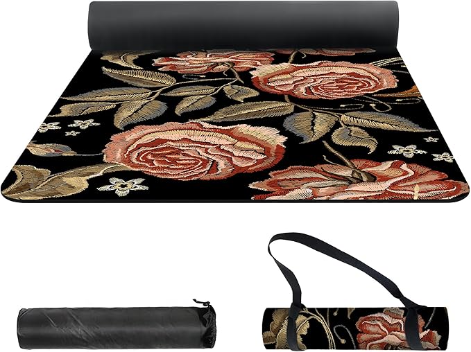 nuveti Yoga Mat Print Extra Thick TPE Non Slip Fitness Exercise Mat with Carrying Bag,72"x24" Extra Thick 6MM Exercise & Workout Mat for Yoga, Pilates Fitness and Floor Exercises - Bloomnest