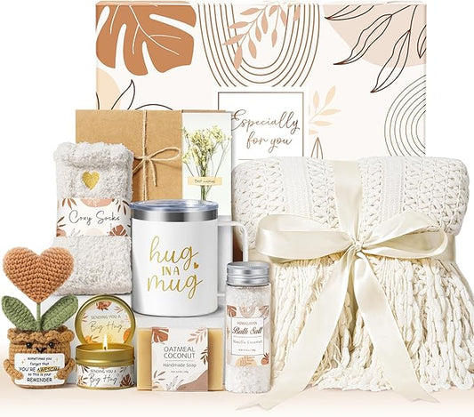 Self Care Gifts Get Well Soon Gift Baskets for Women, Birthday Gifts for Women Care Package, Unique Sympathy Gift Basket Spa Thinking of You Valentines Day Gift Set for Her Wife Mom Best Friend Sister - Bloomnest