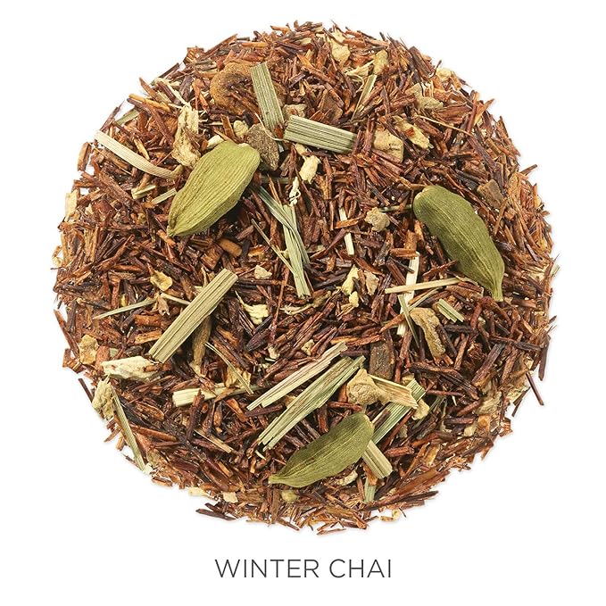 Tea Forte Winter Chai Premium Loose Leaf Caffeine-Free Herbal Tea Blend Canister, Makes 35-50 Cups, Round Canister - Bloomnest