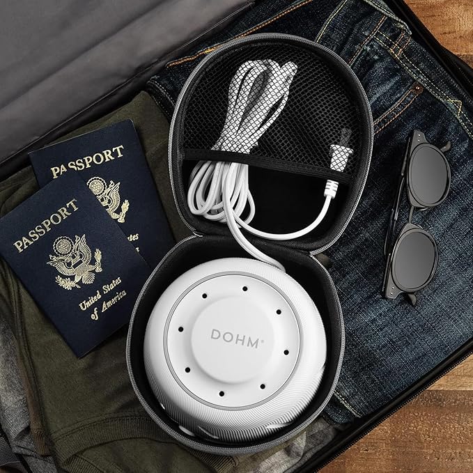 Yogasleep Dohm (White/Gray) & Travel Case (2 Piece Set) The Original White Noise Machine with Natural Sound from a Real Fan, Sleep Aid & Noise Cancelling For Adults & Baby, Office Privacy & Meditation - Bloomnest