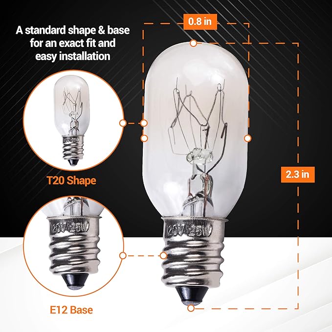 BlueStars E12 T20 25W Incandescent Bulbs Salt Lamp 120V 2700K Warm White Light 150lm for Himalayan Salt Lamps & Baskets, Scentsy Plug-in & Wax Warmers, Night Lights - 8 Packs - Bloomnest