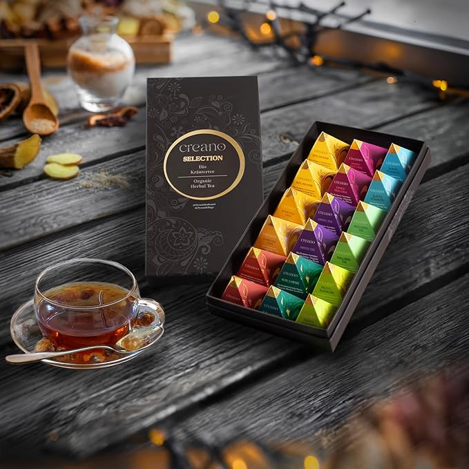 Creano Organic Herbal Tea Gift Set "Organic Herbal Tea" – 18 Pyramid Tea Bags in 9 Different Varieties – 45g* - Bloomnest
