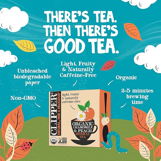 Clipper Tea Chamomile & Peach Teabags – USDA Organic, Great Hot or Iced – Natural, Fair & Delicious Fruity Chamomile & Peach Infusion – 200 Tea Bags - Bloomnest