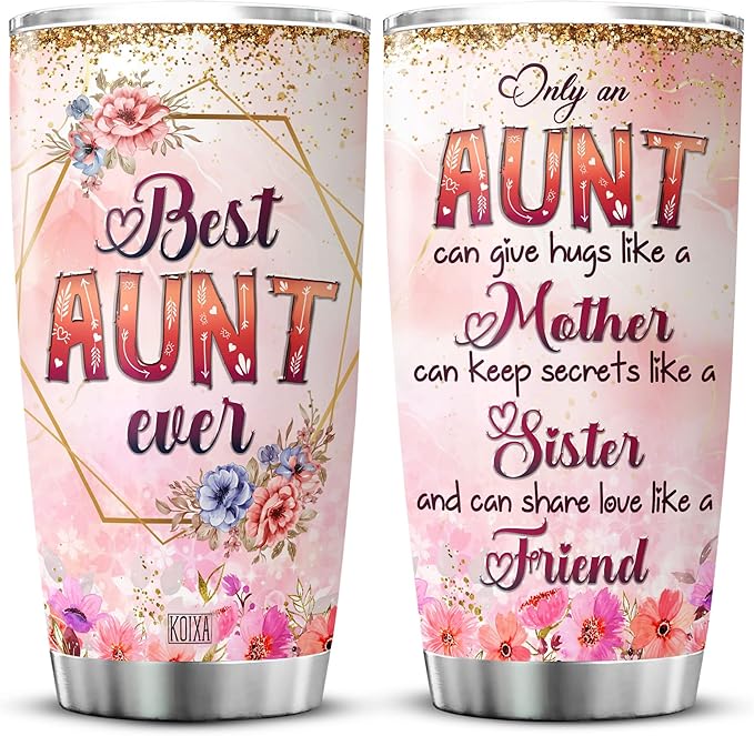 Insulated Tumbler 20oz Only An Aunt Can Give Hugs Like A Mother Gift For Aunts From Niece Aesthetic Floral Print Flower Travel Coffee Mug Sentimental Auntie Cups For Women - Bloomnest