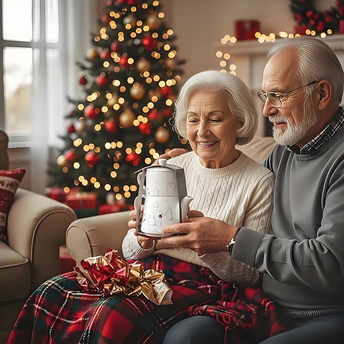 Christmas Teapot Set Ceramic Tea Pot with English Breakfast Tea, 17OZ Christmas Tree Tea Kettle with Mug as Birthday & New Year Gifts for Home & Kitchen Decor(Christmas Tree) - Bloomnest