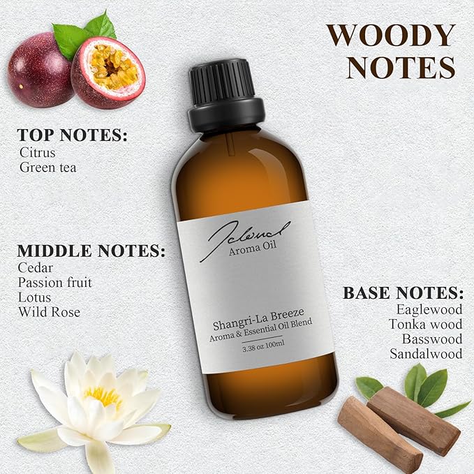 JCLOUD Shangri-La Breeze Essential Oil Inspired by Shangri-La Hotel | Hotel Scent - Pure Aromatherapy Diffuser Oil with Cedarwood and Sandalwood, Home Luxury & Hotel Scents for Diffuser - 100mL JCLOUD