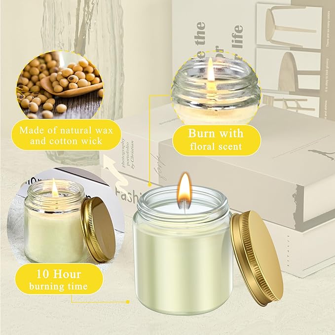 ACITHGL 36 Pcs 4oz Mini Mason Jar Candles Small Scented Candles Bulk Aromatherapy Ideal Souvenir Favors for Wedding Birthday Party (Lemon, Citrus, Coconut Milk, Gold) - Bloomnest