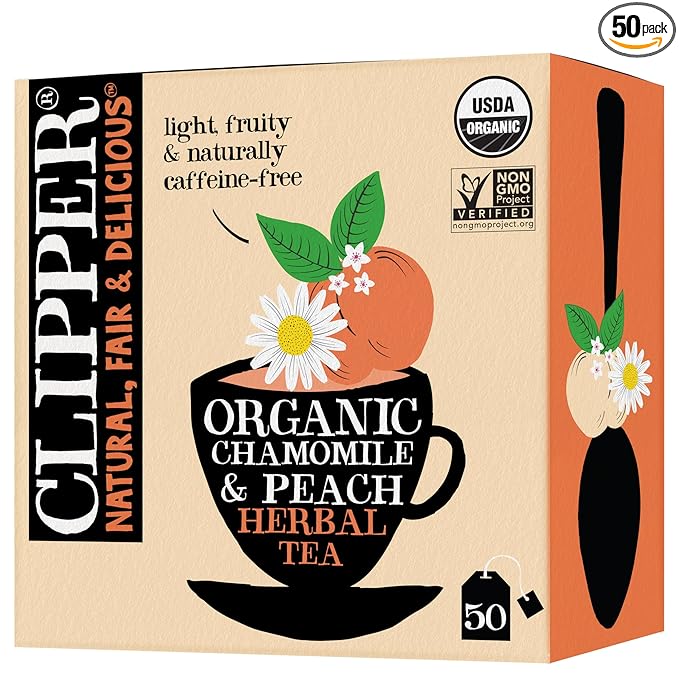 Clipper Tea Chamomile & Peach Teabags – USDA Organic, Great Hot or Iced – Natural, Fair & Delicious Fruity Chamomile & Peach Infusion – 50 Tea Bags - Bloomnest