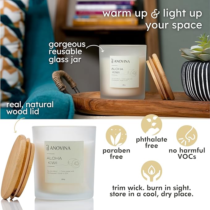 Anovina Fruity Scented Candle – Juicy Blend of Passionfruit, Pineapple, Kiwi & Coconut – Non-Toxic Soy Wax Blend – Candle Gifts for Women, Home or Kitchen - Bloomnest