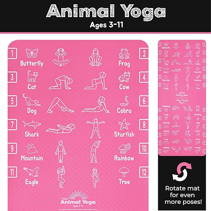 Plyopic Kids Yoga Mat - Non-Slip Lightweight TPE Exercise Mat - Ideal for Boys & Girls (Ages 3-12), Toddlers & Children in Kindergarten, Preschool, School. PVC Free. 6mm Thick. Carry Strap - Bloomnest