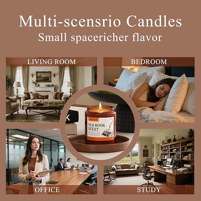 Scented Candles Gifts for Book Lovers, Soy Wax Candles,Fall Candle Inspired Gift Ideas for Readers,Women, Bookworm, Librarian, Men, Friend, 8 oz - Bloomnest