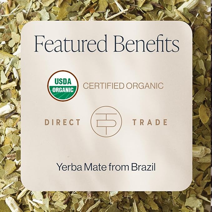 Rishi Tea Yerba Mate Tea - Organic, Pure Unsweetened Loose Leaf for High Energy & Caffeine, Enjoy Hot or Iced - 16 Ounces, 45+ Servings - Bloomnest