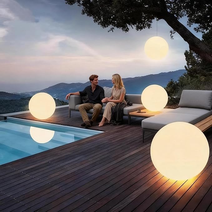 LOFTEK 20-inch LED Large Dimmable Light Ball: RGB 16 Color Changing Glow Ball with Remote Control, Waterproof Floating Pool Lights, Rechargeable for Nursery, Pool, Garden Decor - Bloomnest