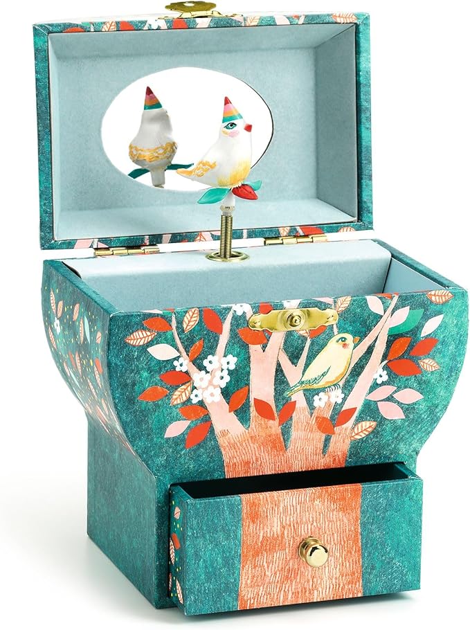 DJECO Musical Jewelry Box for Kids - Treasure Box Night Singing - Storage for Necklace, Bracelets, Rings, Earrings, Small Toys, Decorations, Keepsake & Trinkets - Safe for Ages 3+ Boys & Girls - Bloomnest