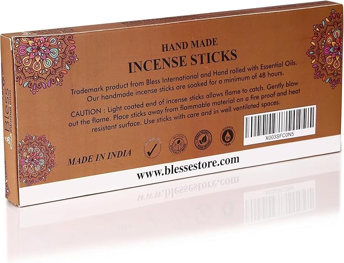 Bless-Coconut 100%-Natural-Handmade-Hand-Dipped-Incense-Sticks Organic-Chemicals-Charcoal-Free Purification-Relaxation-Positivity-Yoga-Meditation Best-Woods-Scent (80 Sticks (4.20 OZ)) BlessInternational